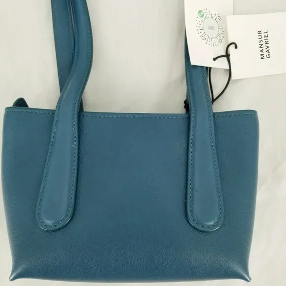 NWT Mansur Gavriel Mini Luxury Leather Bag - Peacock Blue - Picture 7 of 10